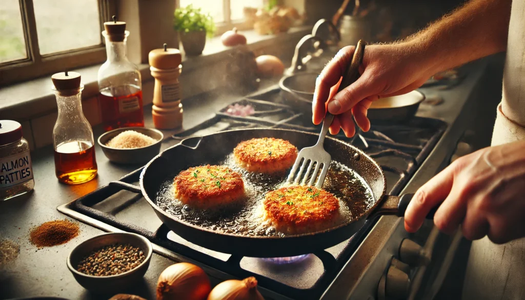 -cooking-stage-of-old-fashioned-salmon-patties