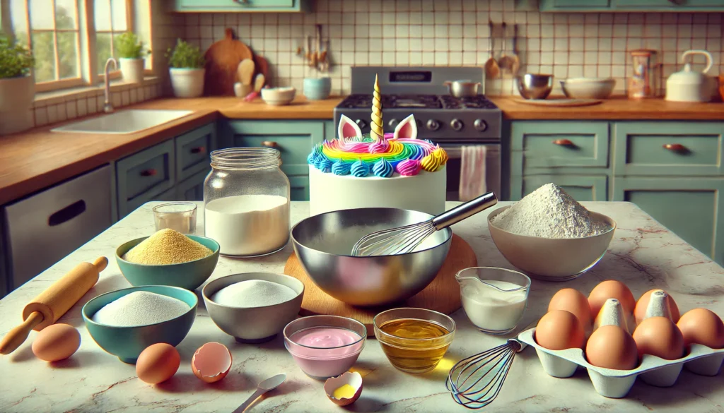 cooking stage of Unicorn Cake Recipe