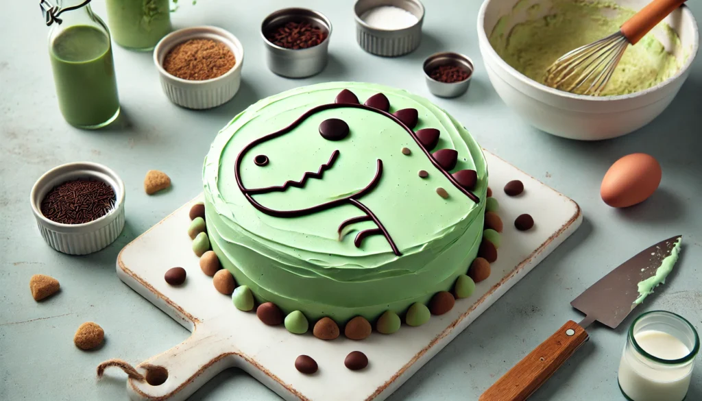 sirving of Dinosaur Cake