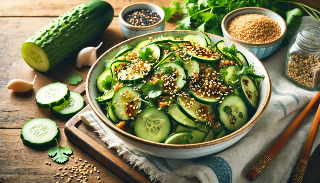 serving dish of Din Tai Fung Cucumber Salad Recipe